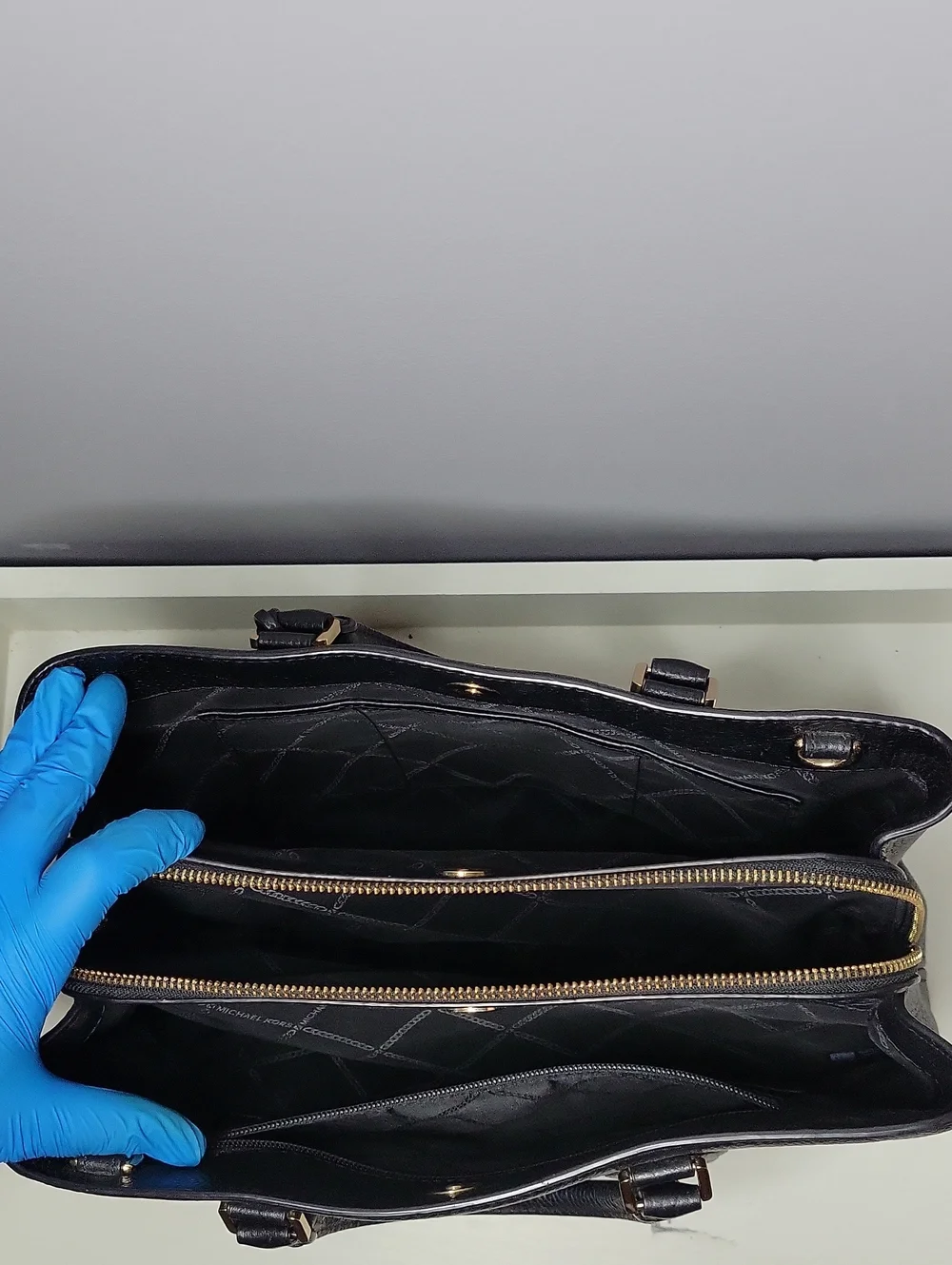 Michael Kors Black Camille Pebbled  Leather Satchel